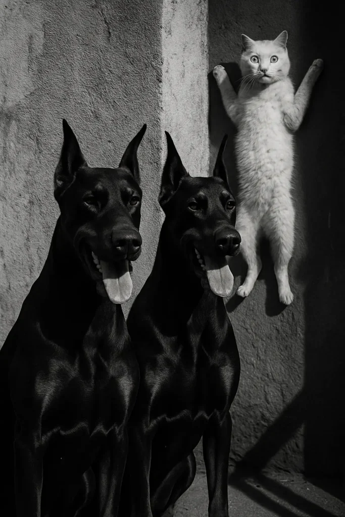 Dual Guardians in Shadow – AI-Crafted Contrast