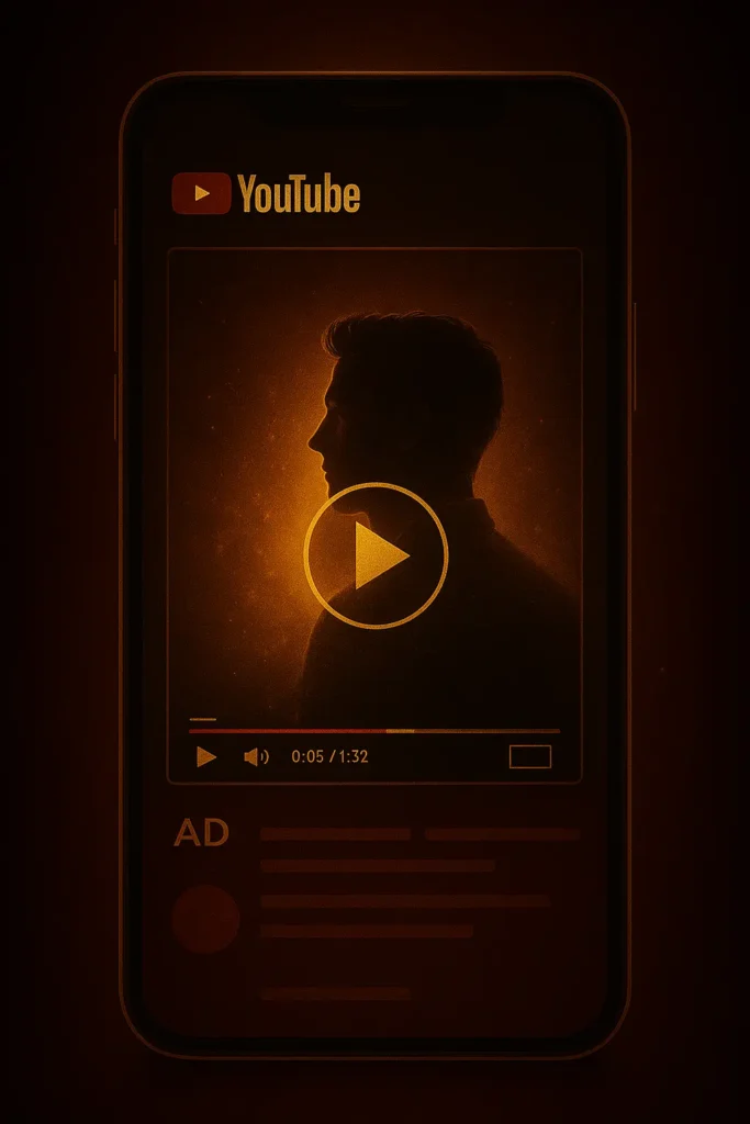 DICAPLO YouTube Ads interface design – cinematic video ad preview with luxury branding