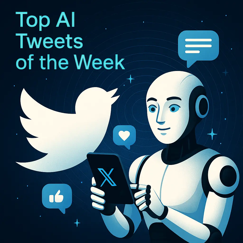 Illustration representing Top AI Tweets of the Week with trending social media analytics and AI engagement metrics