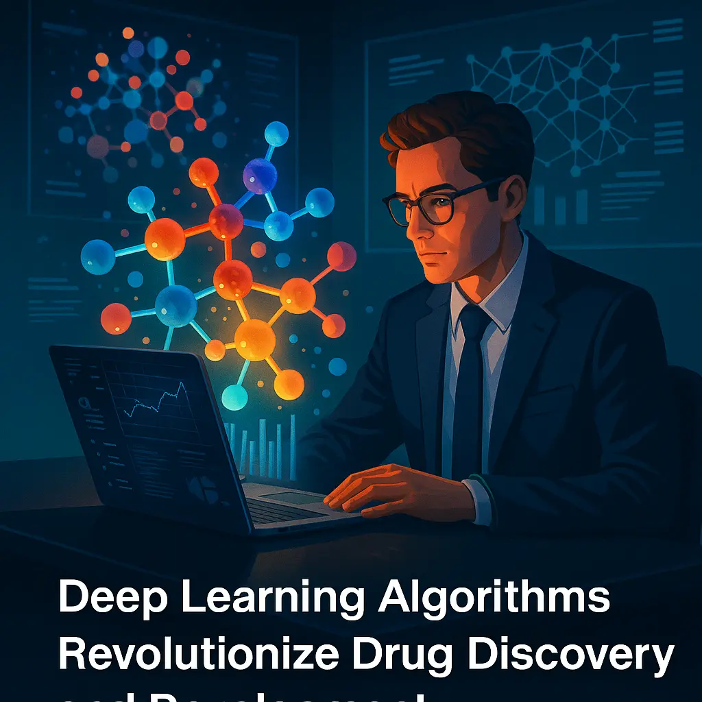 A futuristic medical lab visualizing deep learning algorithms analyzing cancer cells