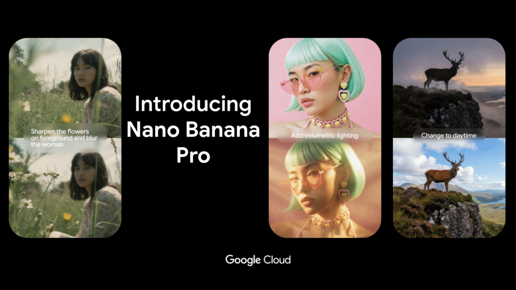 "Google Nano Banana Pro AI model powered by Gemini 3 Pro generating high-resolution images for professional creators"