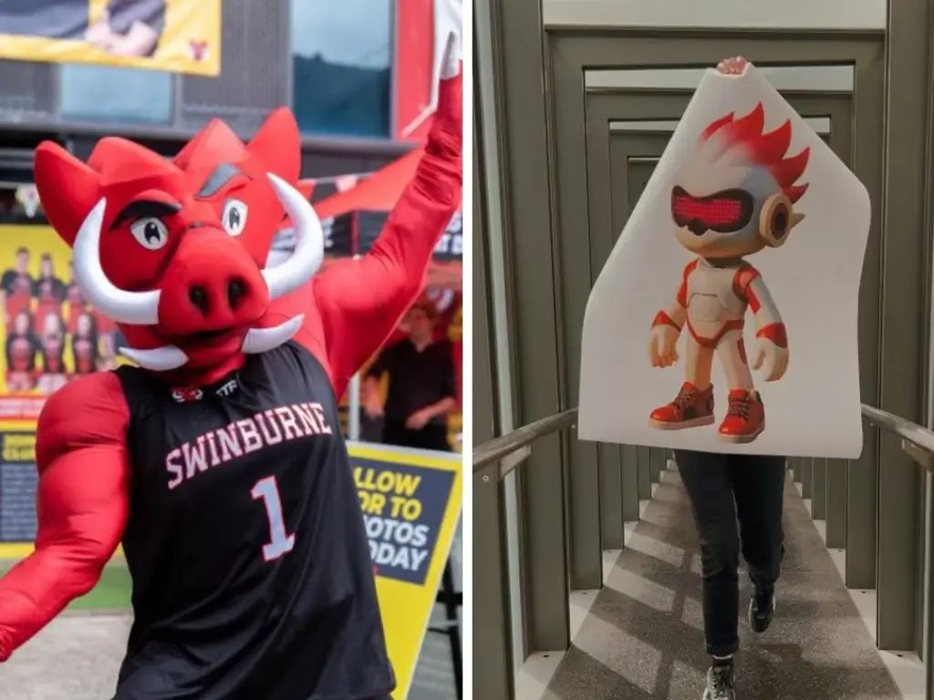Students protest against an AI-generated mascot design at an Australian university